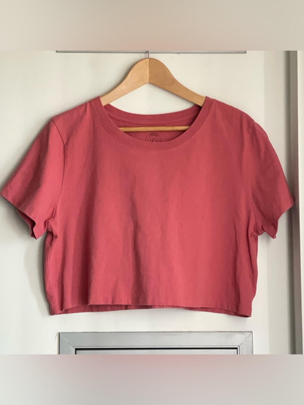 URBAN OUTFITTERS Coral Cropped 100% Cotton Tee